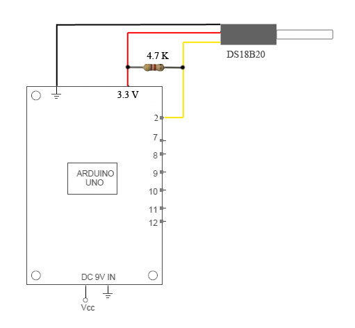 Arduino DS18B20 Scematic